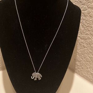 925 Silver Crystal Rhinestone Elephant Charm Pendant Chain Necklace 18" New